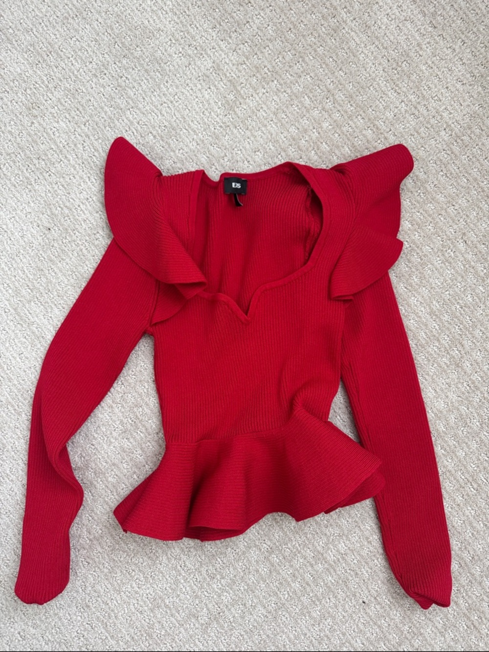 Express Vibrant Red Peplum Blouse